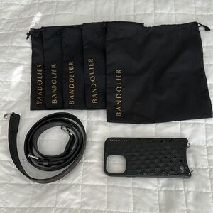 Bandolier Quilted Black Phone Case with Strap